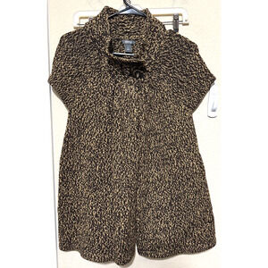 KENNETH COLE REACTION Womens XL wrap Sweater short sleeve brown black